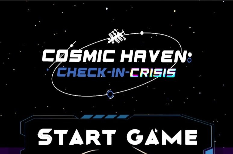 Titelscherm van Cosmic Haven: Check-In Crisis